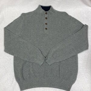 Brooks brothers grey cotton cashmere waffle collared button Henley medium